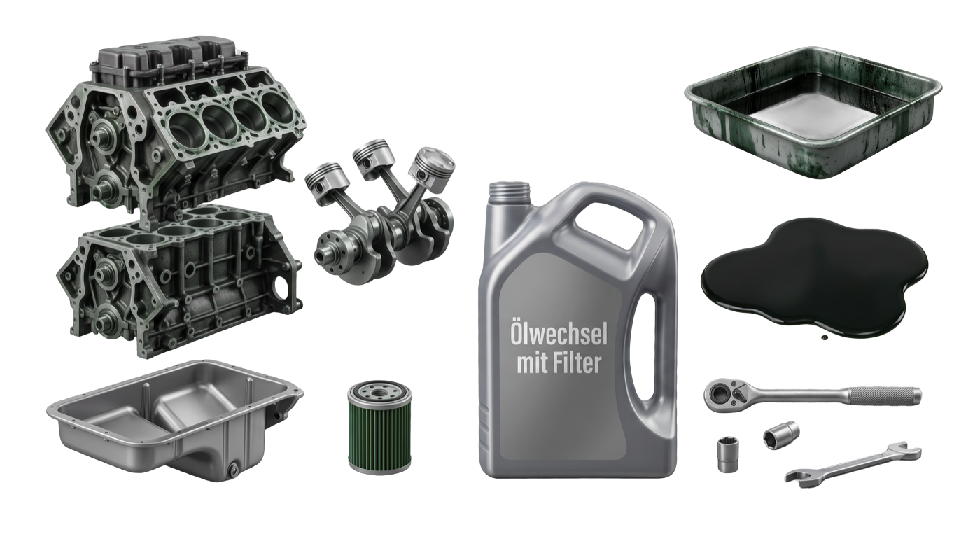 Ölwechsel mit Filter — Motoröl wird eingefüllt